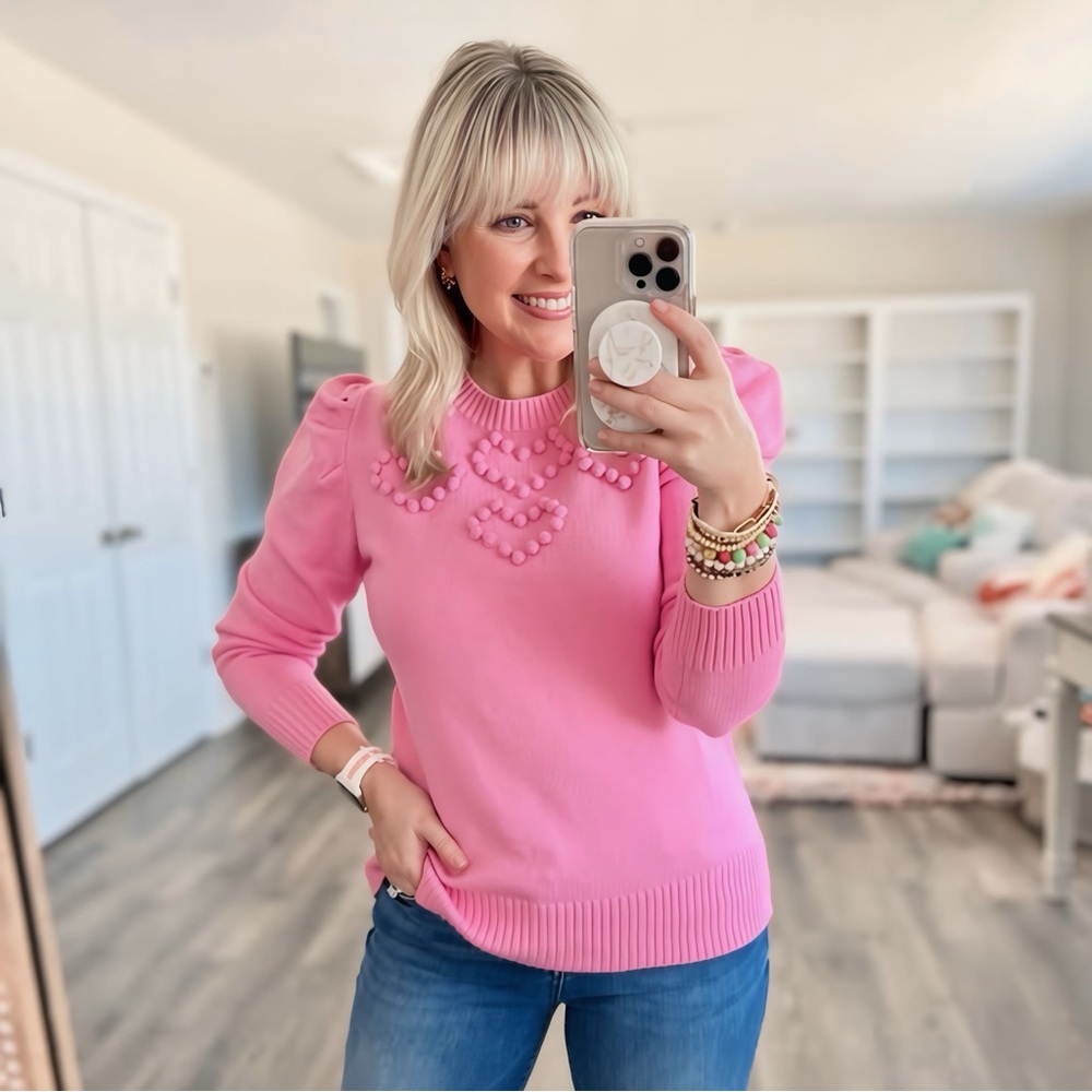 Avara Pink Heart Sweater